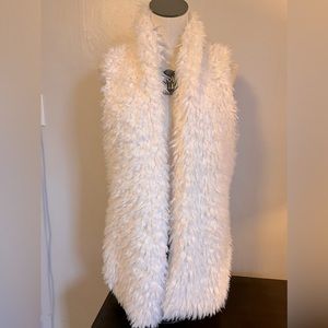 White faux fur long vest. Worn once.